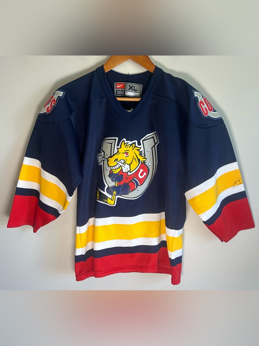 Vintage Nike Barrie Colts Youth Boys Hockey Jersey  Size XL OHL Minor Hockey
